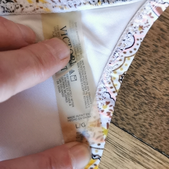 Victoria's Secret Bikini Top Yellow Denim Ruffle Large - Picture 5 of 6